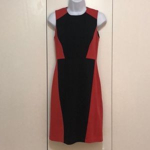Halogen Red/Black Contrasting Geometric Dress